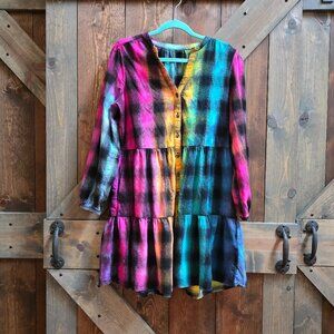Custom-Colored Tie Dye Flannel Dress Size Medium